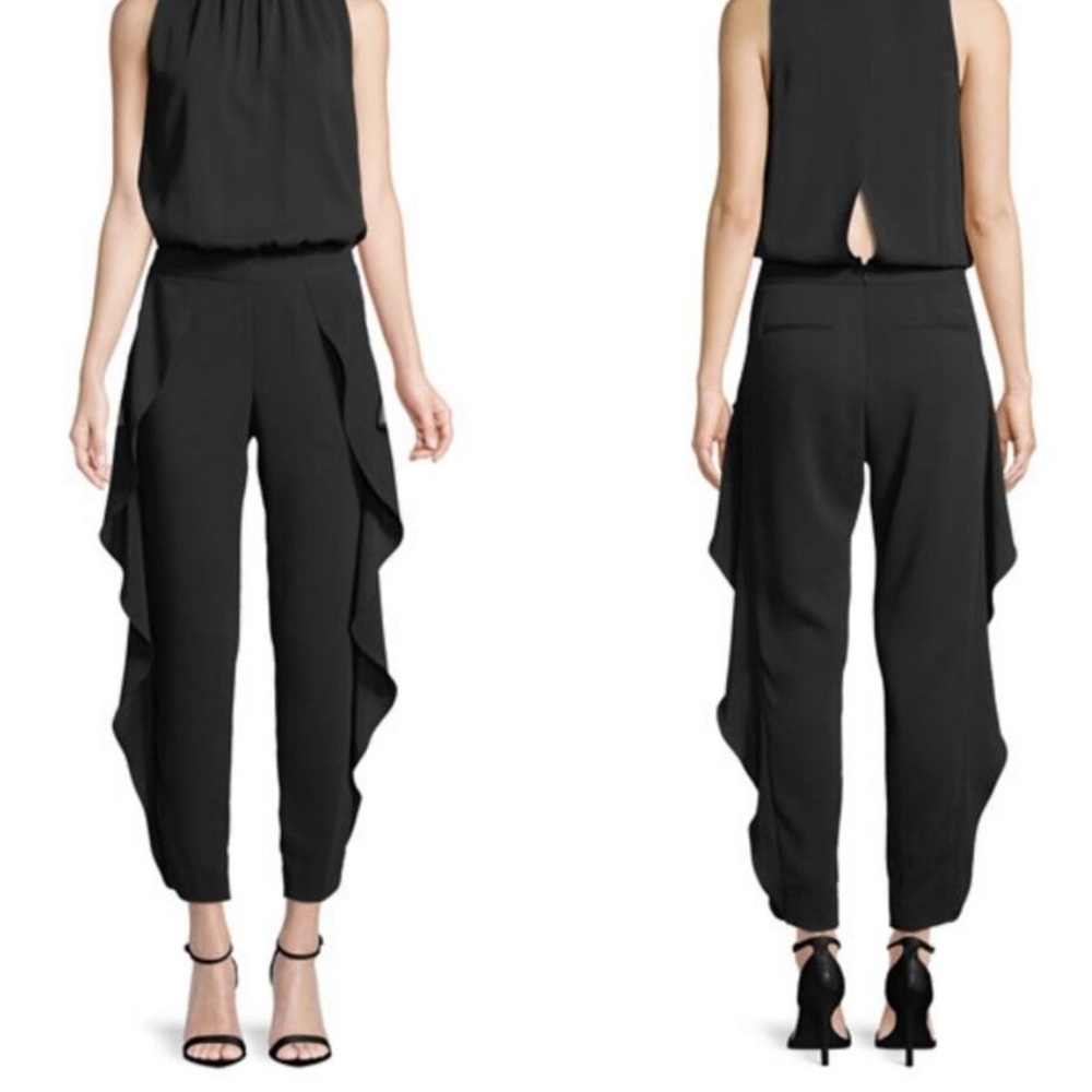 Halston Heritage Black Draped Jumpsuit